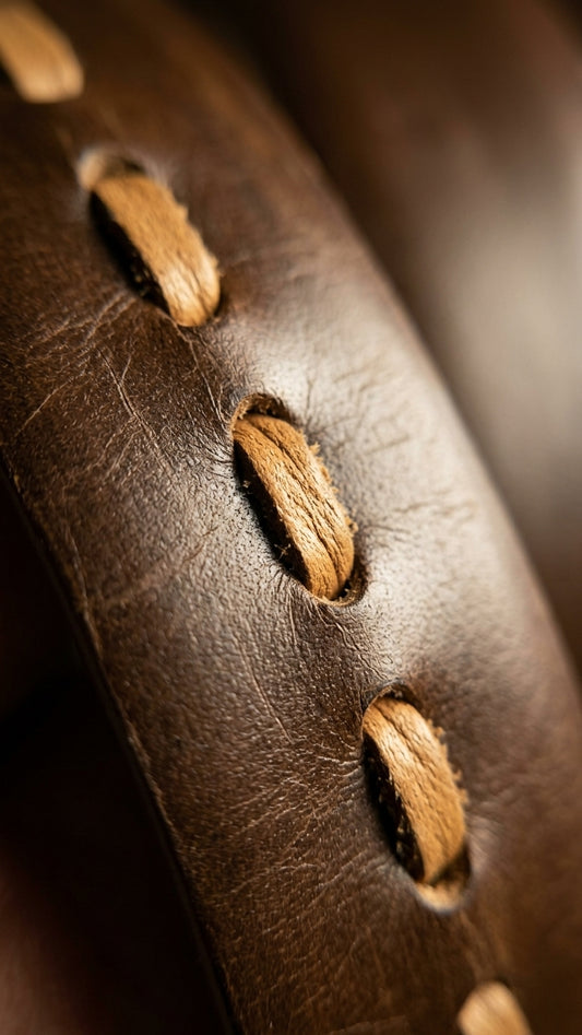Men's Leather Belt – Dark Brown with Woven Detail