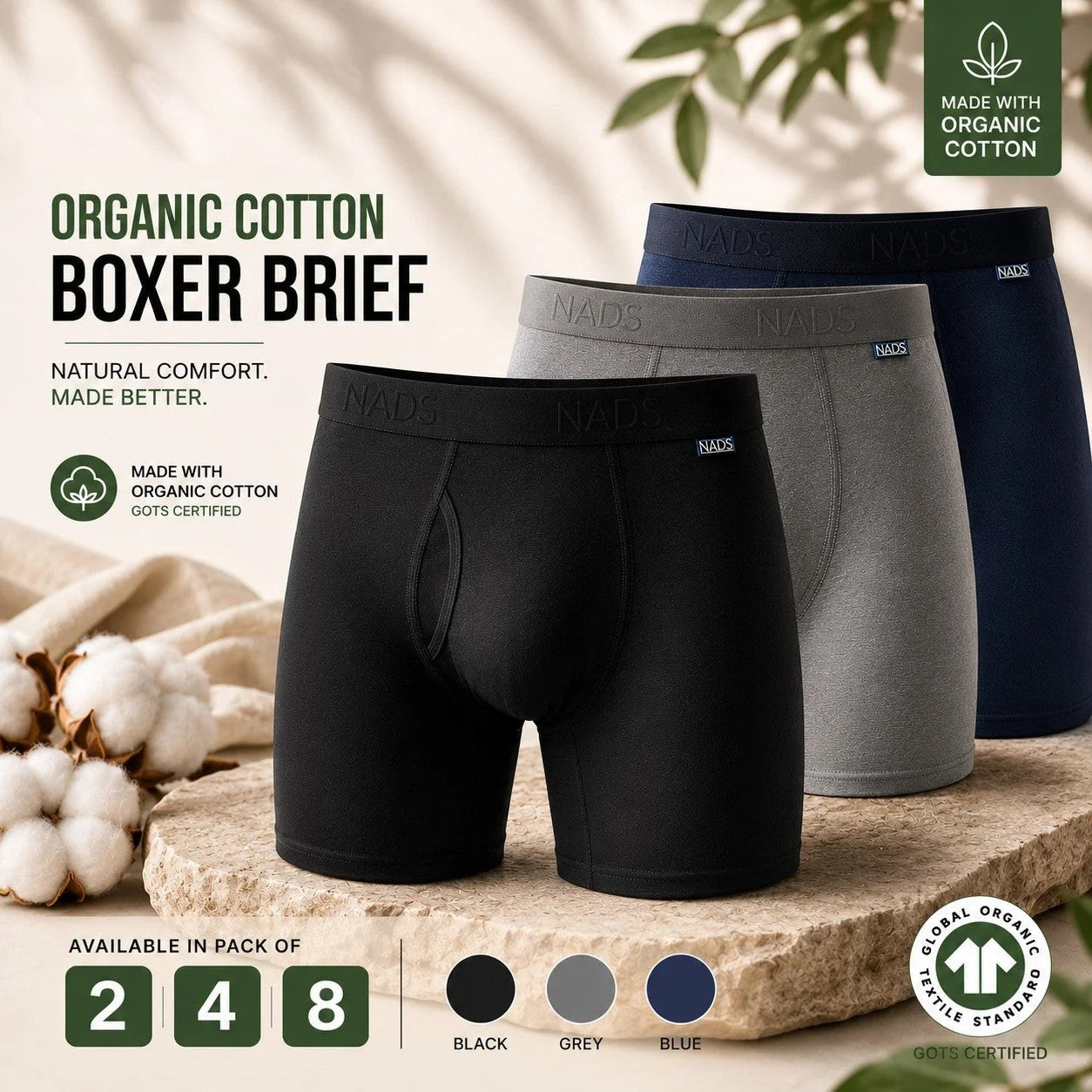 Comfort Fit Organic Cotton Boxer Brief